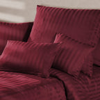 Mako Satin Damaststreifen Bettwäsche - Aurora Rot - 135x200 + 80x80cm