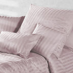 Mako Satin Damaststreifen Bettwäsche - Soft Rosa - 135x200 + 40x80cm