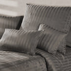 Mako Satin Damaststreifen Bettwäsche - Taupe - 135x200 + 80x80cm