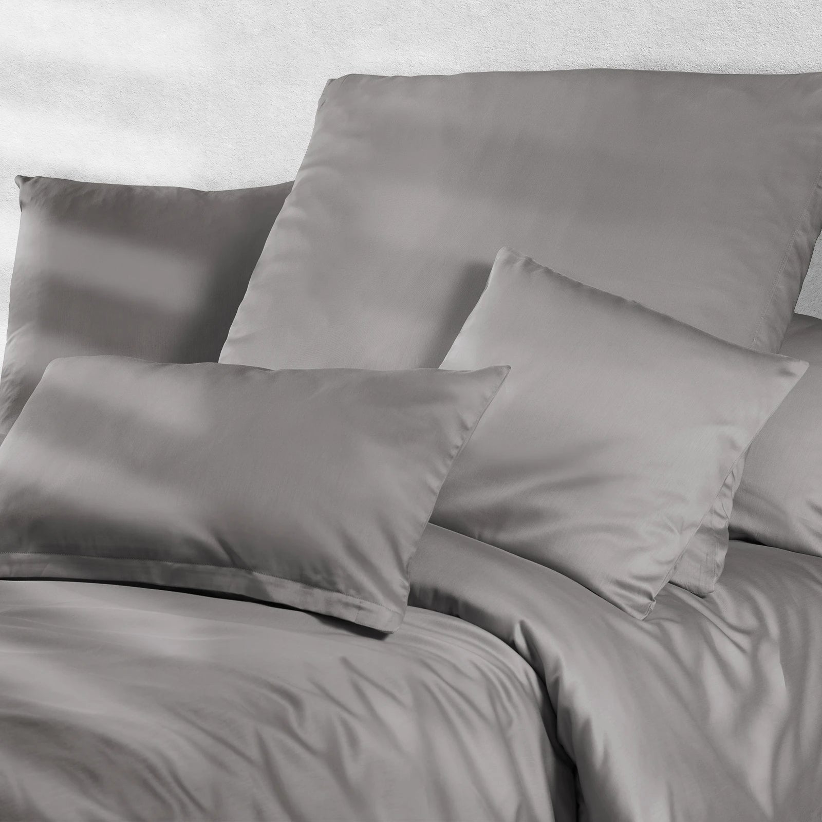 Mako Satin Bettwäsche - Pure Label - Hellgrau - 135x200 + 40x80cm
