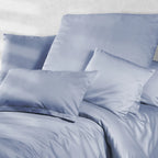 Mako Satin Bettwäsche - Pure Label - Ice Blau - 155x220 + 80x80cm
