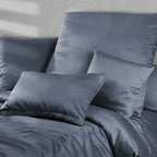 Mako Satin Bettwäsche - Pure Label - Stahlblau - 135x200 + 40x80cm