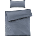 Mako Satin Bettwäsche - Pure Label - Stahlblau - 155x220 + 40x80cm