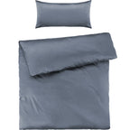 Mako Satin Bettwäsche - Pure Label - Stahlblau - 135x200 + 40x80cm