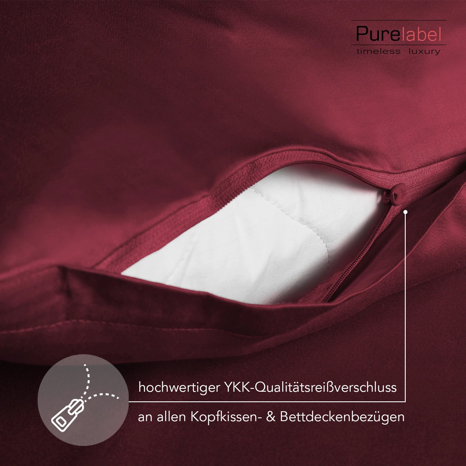 Mako Satin Bettwäsche - Pure Label - Aurora Rot - 135x200 + 40x80cm