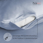 Mako Satin Bettwäsche - Pure Label - Ice Blau - 155x220 + 80x80cm