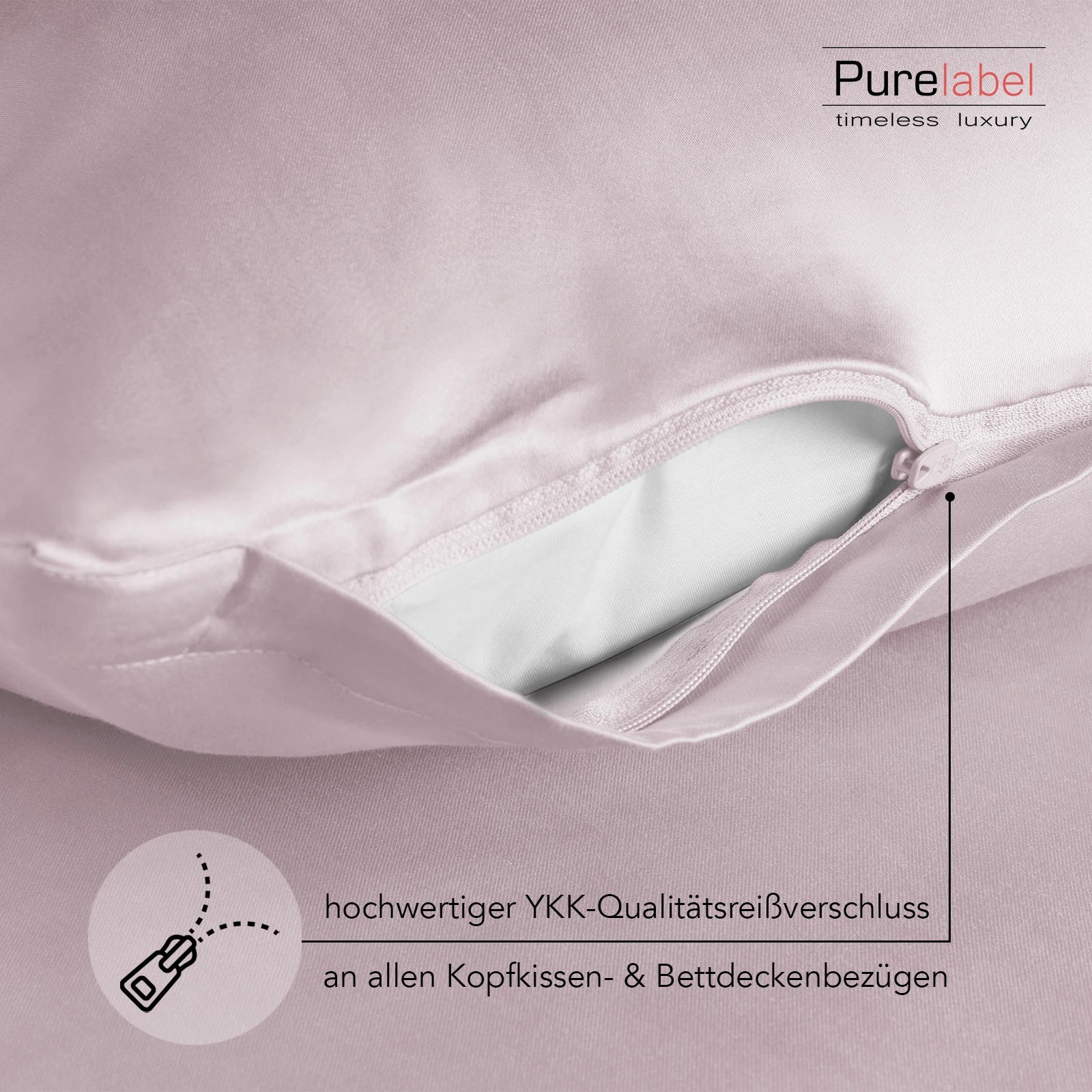 Mako Satin Bettwäsche - Pure Label - Soft Rosa - 135x200 + 40x80cm