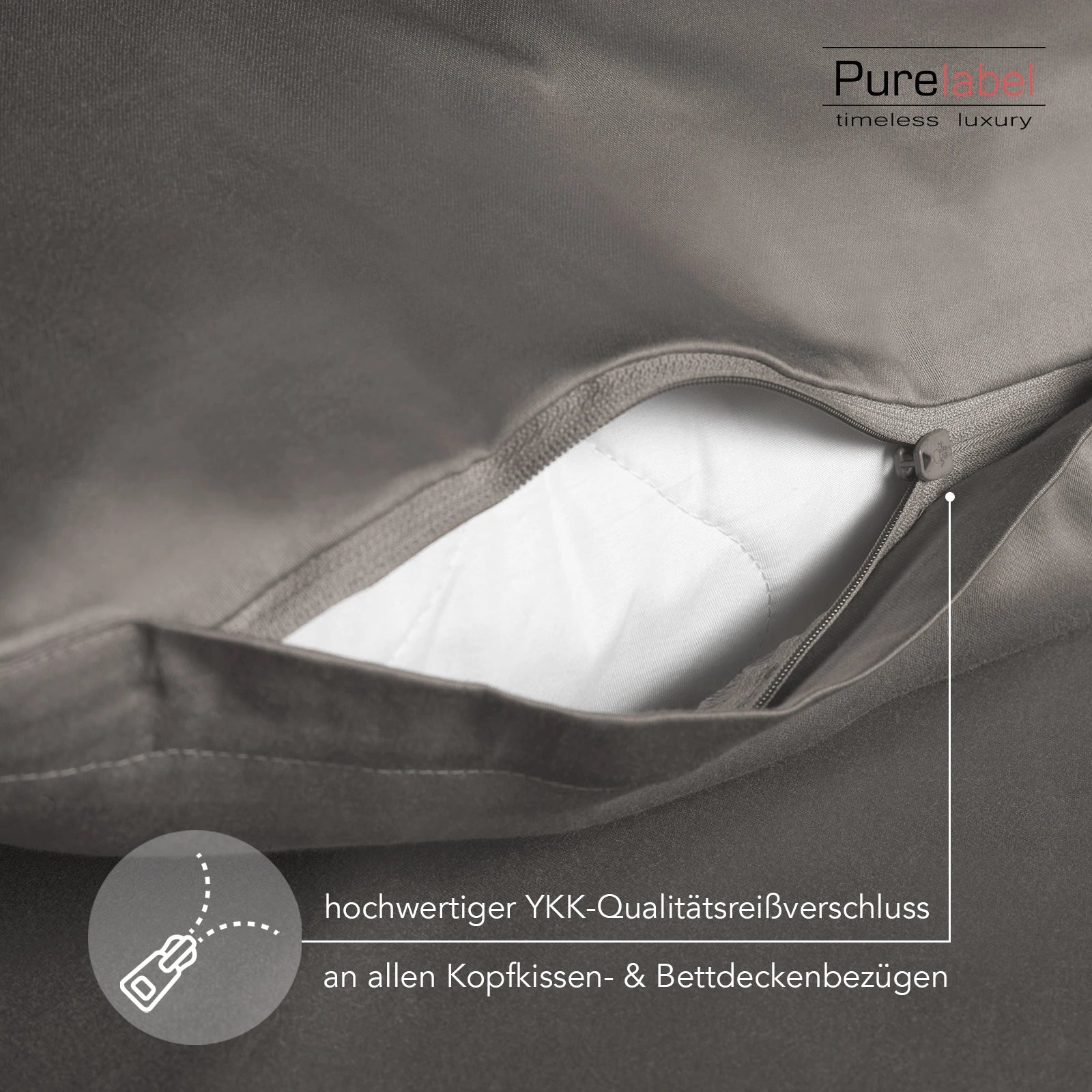 Mako Satin Bettwäsche - Pure Label - Taupe - 135x200 + 40x80cm