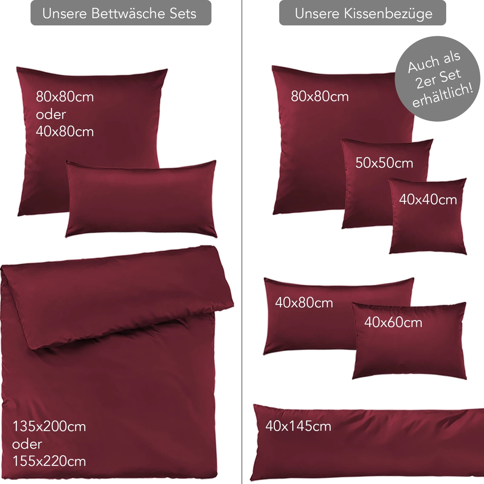 Mako Satin Bettwäsche - Pure Label - Aurora Rot - 135x200 + 40x80cm