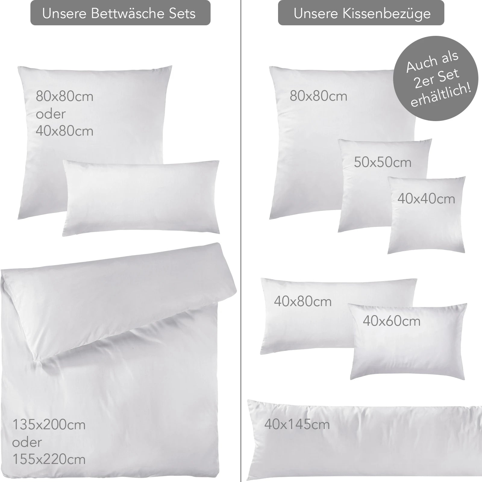 Mako Satin Bettwäsche - Pure Label - Weiß - 155x220 + 80x80cm