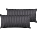 Mako Satin Kissenbezug Damast Streifen - Pure Label - Anthrazit - 80x80cm