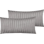 Mako Satin Kissenbezug Damast Streifen - Pure Label - Anthrazit - 80x80cm