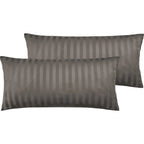 Mako Satin Kissenbezug Damast Streifen - Pure Label - Anthrazit - 80x80cm