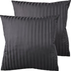 Mako Satin Kissenbezug Damast Streifen - Pure Label - Anthrazit - 80x80cm
