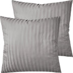 Mako Satin Kissenbezug Damast Streifen - Pure Label - Anthrazit - 80x80cm