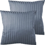 Mako Satin Kissenbezug Damast Streifen - Pure Label - Anthrazit - 80x80cm