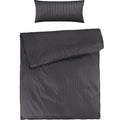 Mako Satin Damaststreifen Bettwäsche - Anthrazit - 135x200 + 40x80cm