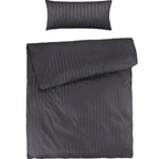 Mako Satin Damaststreifen Bettwäsche - Anthrazit - 155x220 + 40x80cm