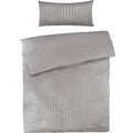 Mako Satin Damaststreifen Bettwäsche - Hellgrau - 155x220 + 40x80cm