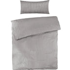 Mako Satin Damaststreifen Bettwäsche - Hellgrau - 155x220 + 40x80cm