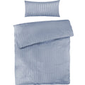 Mako Satin Damaststreifen Bettwäsche - Ice Blau - 155x220 + 40x80cm