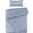 Mako Satin Damaststreifen Bettwäsche - Ice Blau - 135x200 + 40x80cm