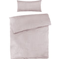 Mako Satin Damaststreifen Bettwäsche - Soft Rosa - 155x220 + 40x80cm