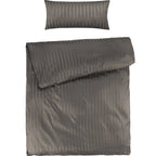 Mako Satin Damaststreifen Bettwäsche - Taupe - 155x220 + 40x80cm