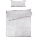 Mako Satin Damaststreifen Bettwäsche - Weiß - 155x220 + 40x80cm