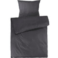 Mako Satin Damaststreifen Bettwäsche - Anthrazit - 135x200 + 80x80cm
