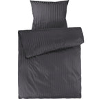 Mako Satin Damaststreifen Bettwäsche - Anthrazit - 135x200 + 80x80cm