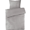 Mako Satin Damaststreifen Bettwäsche - Hellgrau - 155x220 + 80x80cm