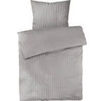 Mako Satin Damaststreifen Bettwäsche - Hellgrau - 135x200 + 80x80cm