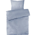Mako Satin Damaststreifen Bettwäsche - Ice Blau - 155x220 + 80x80cm