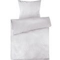 Mako Satin Damaststreifen Bettwäsche - Weiß - 155x220 + 80x80cm