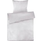 Mako Satin Damaststreifen Bettwäsche - Weiß - 135x200 + 80x80cm