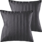 Mako Satin Kissenbezug Damast Streifen - Pure Label - Anthrazit - 80x80cm