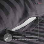 Mako Satin Damaststreifen Bettwäsche - Anthrazit - 135x200 + 80x80cm
