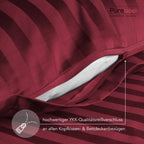 Mako Satin Damaststreifen Bettwäsche - Aurora Rot - 135x200 + 80x80cm