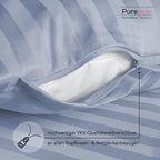 Mako Satin Damaststreifen Bettwäsche - Ice Blau - 135x200 + 40x80cm