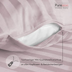 Mako Satin Damaststreifen Bettwäsche - Soft Rosa - 135x200 + 40x80cm