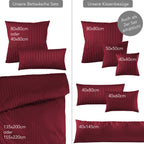 Mako Satin Damaststreifen Bettwäsche - Aurora Rot - 135x200 + 80x80cm