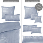 Mako Satin Damaststreifen Bettwäsche - Ice Blau - 135x200 + 40x80cm