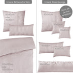 Mako Satin Damaststreifen Bettwäsche - Soft Rosa - 135x200 + 40x80cm