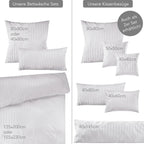 Mako Satin Damaststreifen Bettwäsche - Weiß - 135x200 + 80x80cm