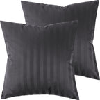 Mako Satin Kissenbezug Damast Streifen - Pure Label - Anthrazit - 80x80cm