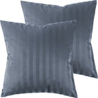 Mako Satin Kissenbezug Damast Streifen - Pure Label - Anthrazit - 80x80cm