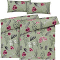 Bettwäsche "Blumen" - Salbeigrün / 2x135x200 + 2x 40x80 cm Pure Label
