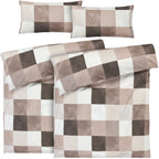 Bettwäsche "Karo" - Braun / 2x135x200 + 2x 40x80 cm Pure Label