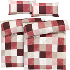 Bettwäsche "Karo" - Rot / 2x135x200 + 2x 40x80 cm Pure Label